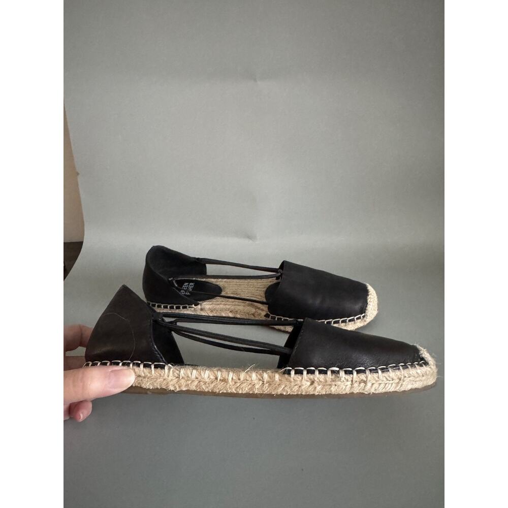 Eileen Fisher Black Leather d'Orsay Espadrille Flat Slip On Shoes - Size 8.5 - Picture 3 of 8